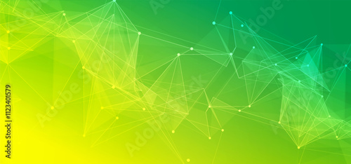 Green yellow abstract background, digital technology speed connect, cyber nano information,  communication, innovation future tech data, internet network connection, Ai big data, line dot illustration
