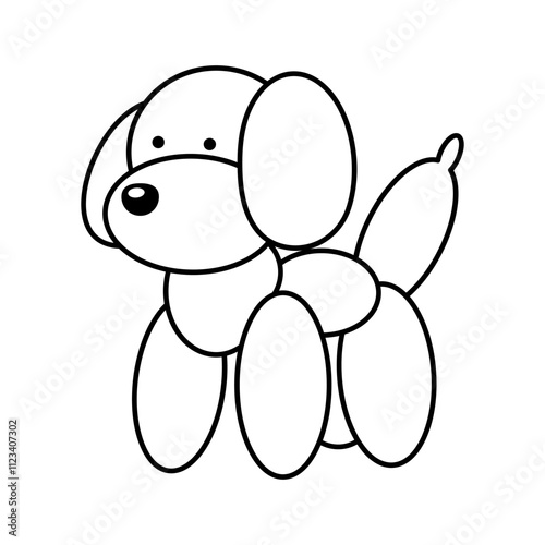 Balloon Animal Dog Vector Illustration. The illustration consists of interconnected oval shapes forming the body, legs, head, ears, and tail of the dog.