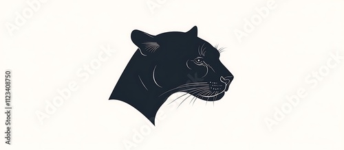 Distinctive panther head silhouette, minimalist vector style, pure white background. Professional logo. photo