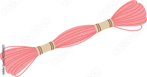 Pink embroidery floss skein isolated on white background, essential for cross stitching, needlepoint, and various sewing projects, offering vibrant color for creative crafting