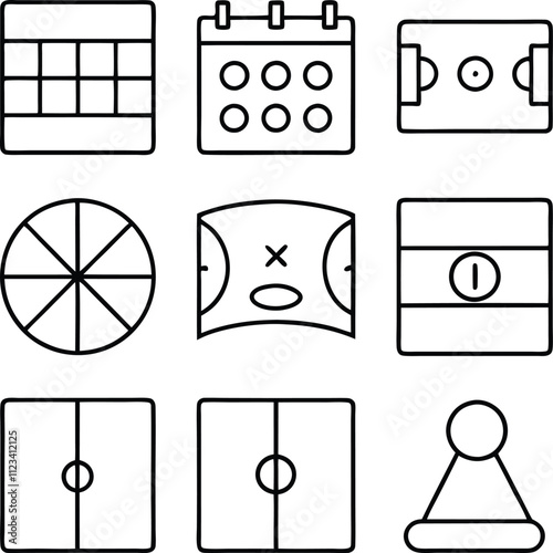 Game Icons Schedule, Field, Court, Board, Strategy, Play, Tournament, Calendar, Sport, Competition