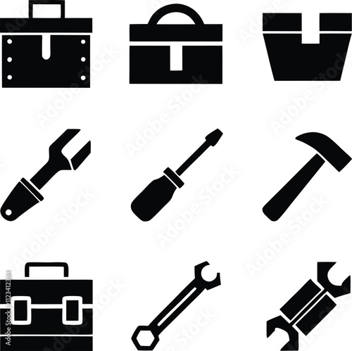 Toolbox Icons Tools, Repair, Wrench, Hammer, Screwdriver, Equipment