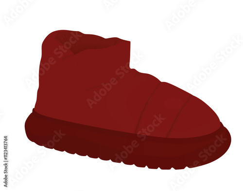 Red  chunky snow  boot. vector