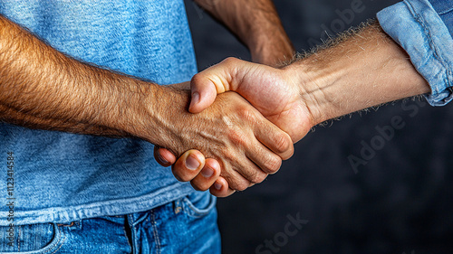 Close up of hands exchanging handshake, symbolizing agreement and partnership. warm interaction conveys trust and collaboration in professional setting