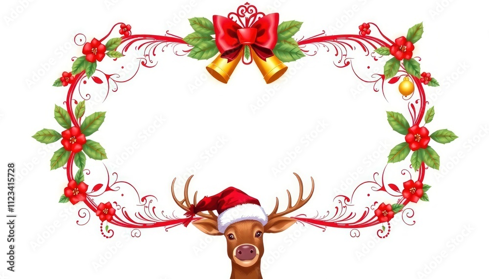 Naklejka premium christmas reindeer frame or christmas frame with reindeer