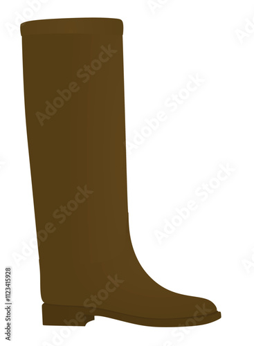 Brown   long boot. no high heels. vector illustration