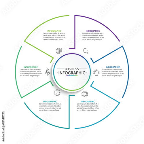 Infographic circle with 6 steps, vector illustration