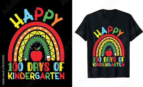 Happy 100 Days Of kindergarten Graphic Rainbow T shirt Design 