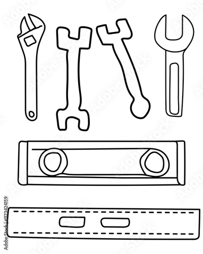 Spanners, rullers Construction Vector tools are digital resources for architects, engineers, and designers tools typically use vector graphics to create precise,scalable illustrations.