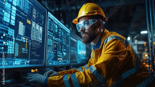 Industrial Worker Monitoring Data on Screens