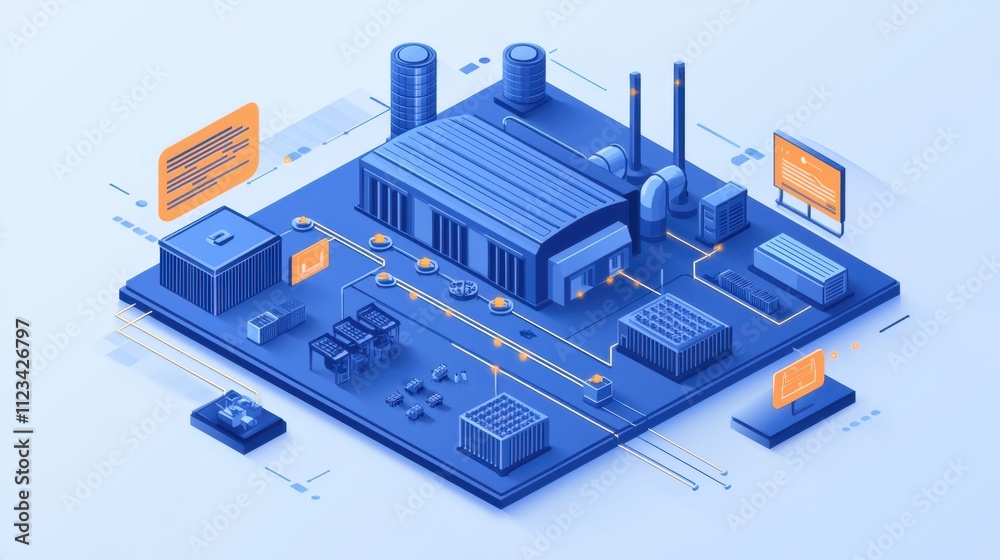 Obraz premium Smart Factory Isometric Illustration