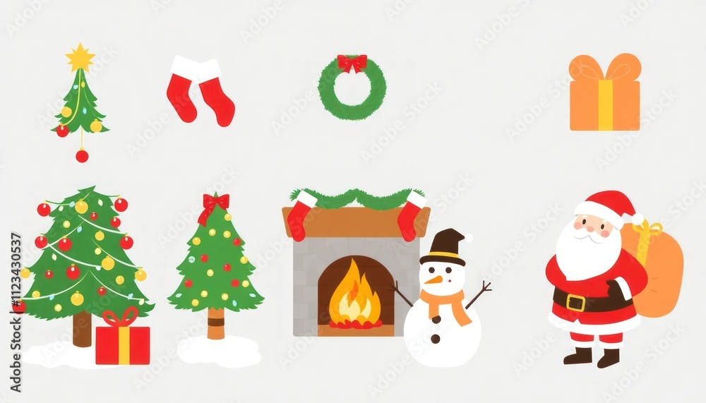 Fototapeta premium set christmas tree and gifts
