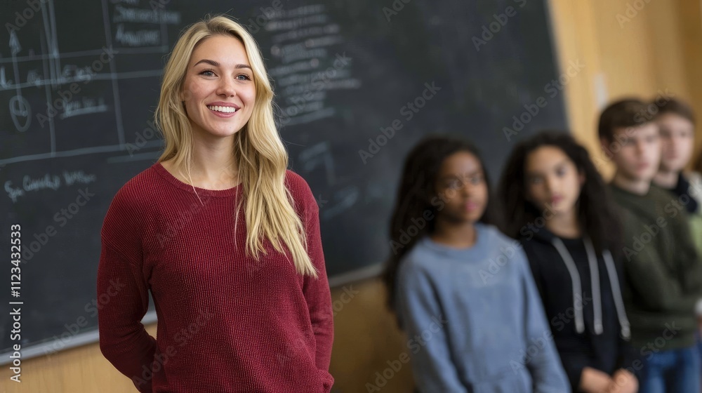 Obraz premium Engaging classroom presentation by teacher school environment educational content interactive learning inspiring viewpoint