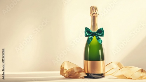 Elegant champagne bottle in highkey photography setting photo