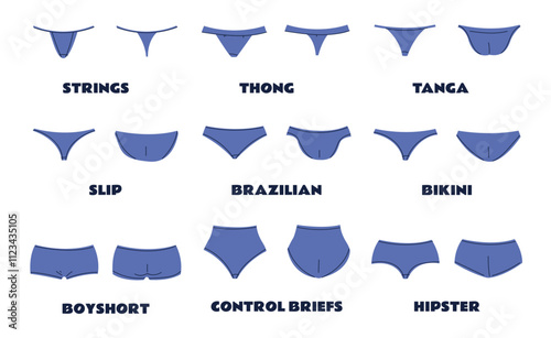 Woman underwear silhouette model line modern style concept set. Vector graphic design illustration
