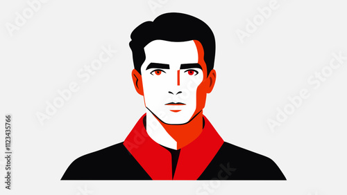 Portrait of a man in a red suit. Vector illustration.