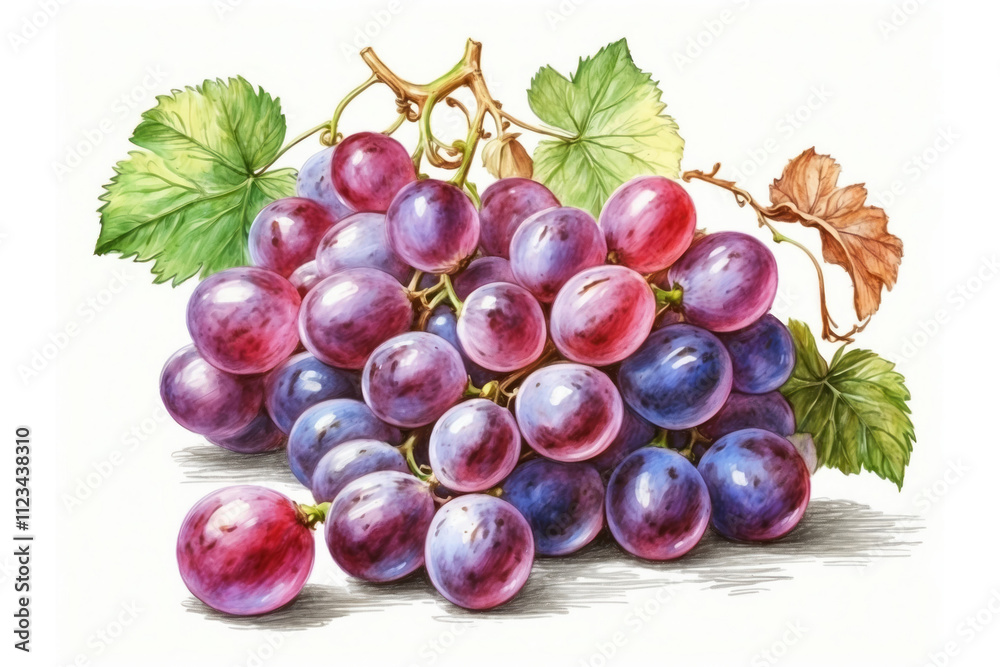 Fototapeta premium Pencil drawing of a grape fruit: a realistic image of a bunch with elaborate details that reflects freshness