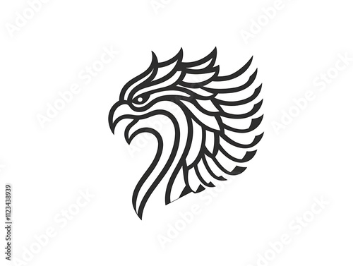 Wallpaper Mural Elegant griffin head logo with minimalist vector line art in black and white. White background, professional and ultra HD quality. Torontodigital.ca