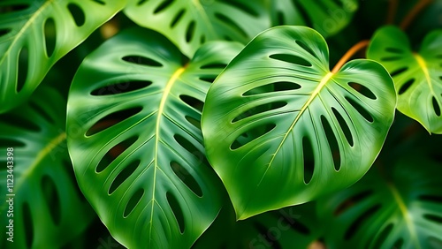 Tropical green leaves background photo