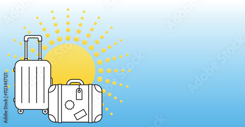 Horizontal template on the topic of travel and trips. Banner for a travel agency. Tourism, recreation concept.