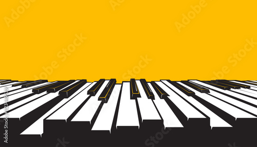 Abstract piano keys over yellow background. Classical music instruments
