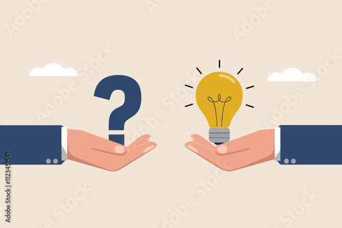 Question and answer, solving problem or business solution, ask for reply or idea to solve difficulty and trouble
