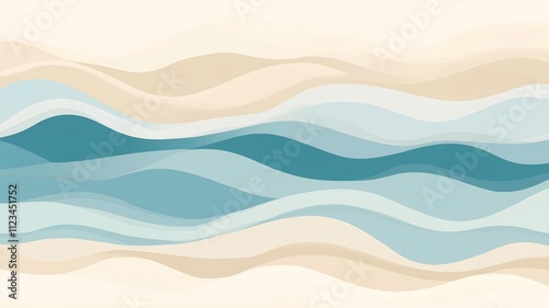 blue and beige wavy lines, vector presentation design illustration. Simple shapes, flat color blocks, simple design, flat colors, vector graphic, flat shading.