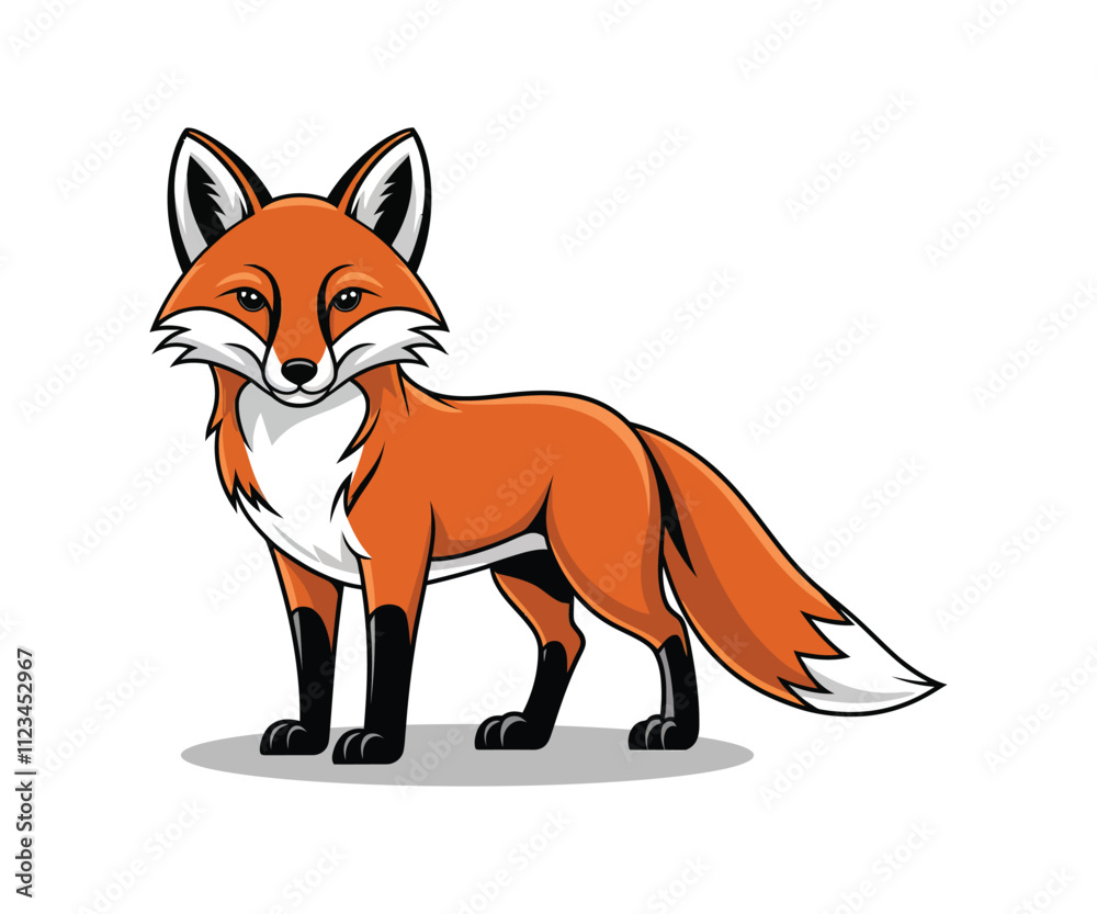 Fototapeta premium Cartoon cute fox Vector illustration on white background