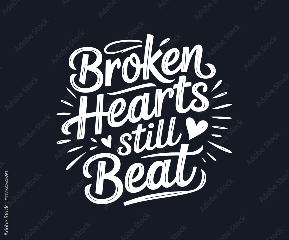 Obraz premium Broken heart typography vector for t-shirt design 