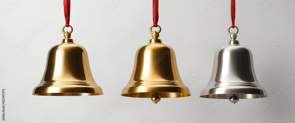 Obraz premium golden bell isolated on white,Golden Bell Isolated on White - A Stunning Metallic Bell Perfect for Festive and Holiday-Themed Designs and Decorations
