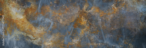 Rusty surface. Rusted grunge background. Banner with scratches. 