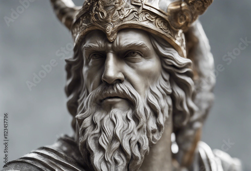 Face statue of Odin god of wisdom in Greek mythology on transparent background photo