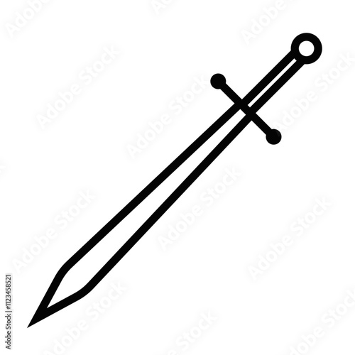 Single sword icon in bold minimalist vector style. Editable stroke.