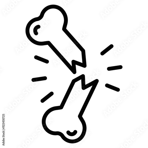 Broken bone icon, bold black vector design with clean outline. Editable stroke.
