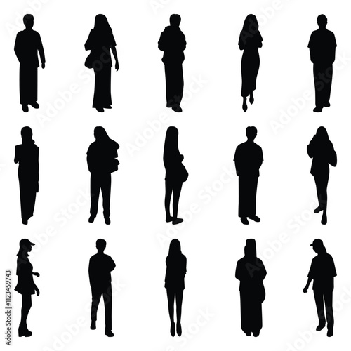 Vector collection set of individual people silhouettes.