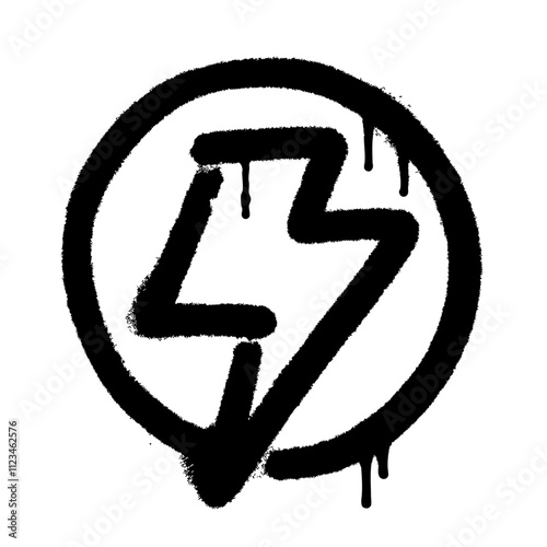 black and white Spray-Painted Graffiti electric icon isolated on white background, vector 