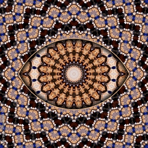 detail of a mosaic of a mosque