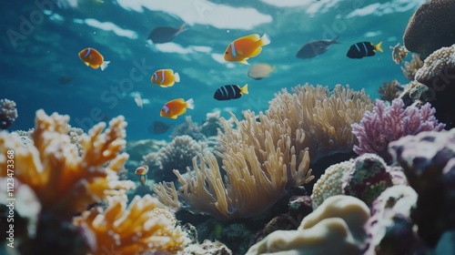 Vibrant Coral Reef Paradise, a breathtaking underwater scene showcasing colorful corals and diverse fish, highlighting the importance of marine life conservation and ocean beauty.