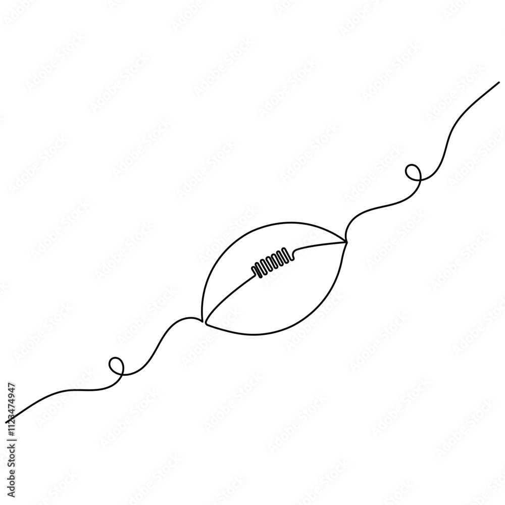 Obraz premium Football single line art, continuous one line drawing of Isolated outline vector icon