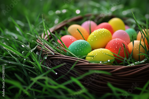  A golden Easter egg nestled in shimmering golden grass.