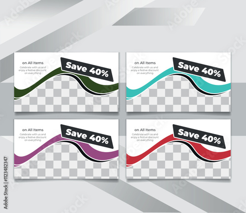 Modern fashion boutique Discount card design template