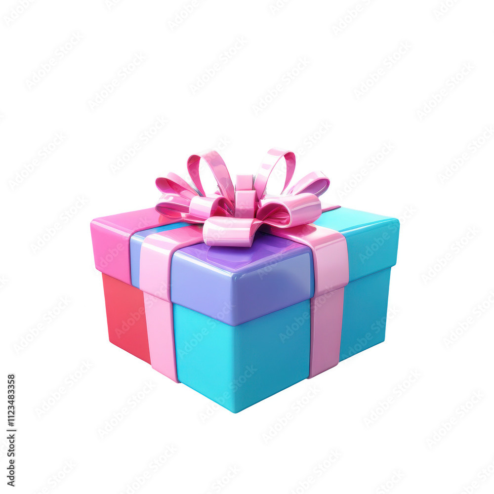 Obraz premium A charming pastel gift box tied with a ribbon and bow, transparent background