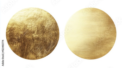 Textured gold circles on white background photo