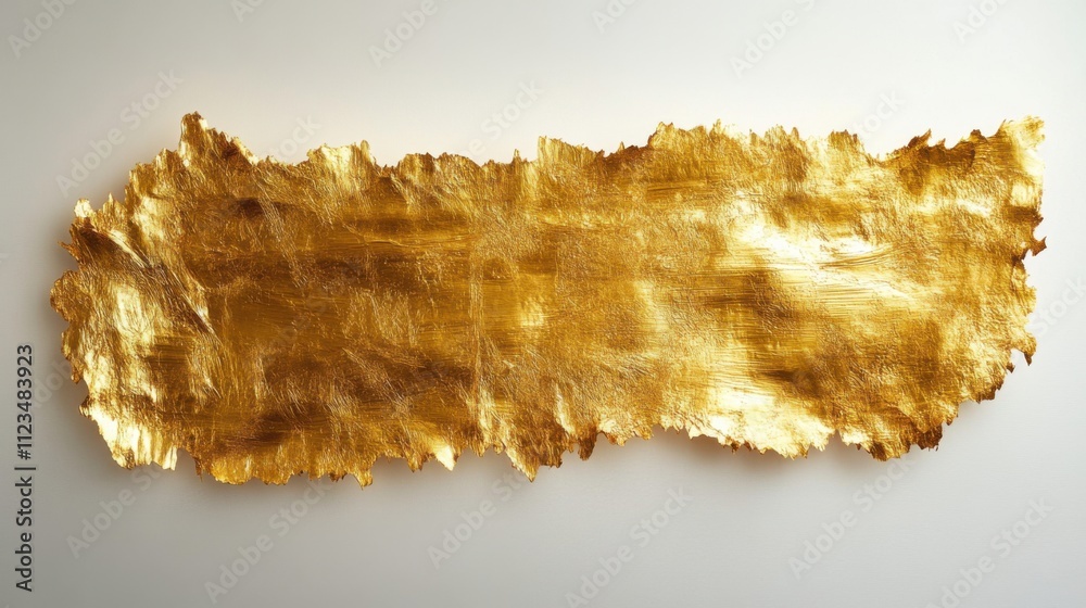 Fototapeta premium Textured gold paint smear on white background
