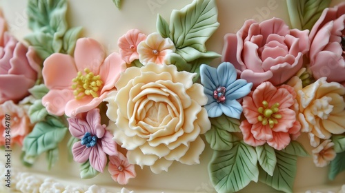 Elegant wedding cake adorned with delicate floral accents, showcasing exquisite craftsmanship and intricate design for memorable celebrations.