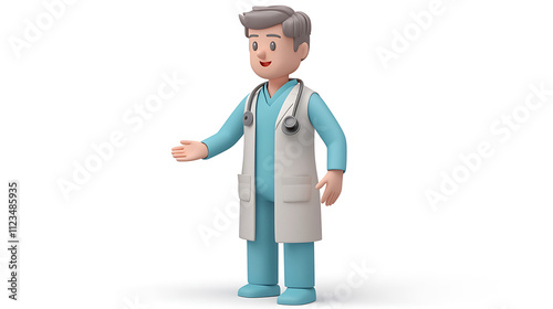 Healthcare Professional Character Digital Art 3D Illustration Friendly Environment Cartoon Style Medical Concept