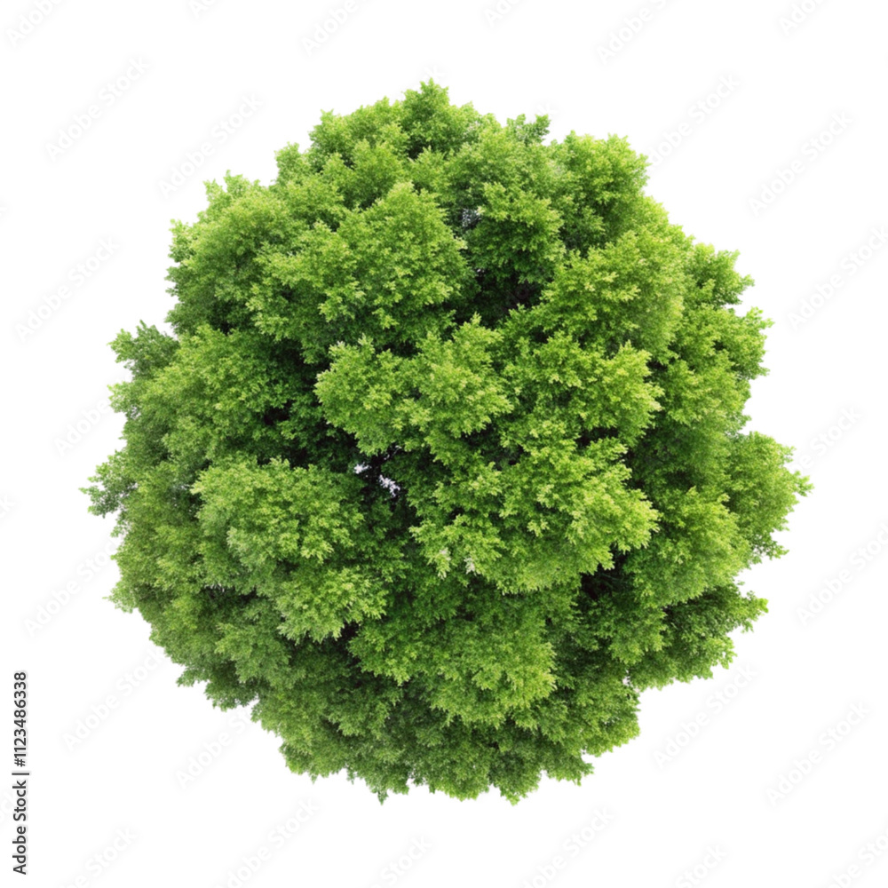 Obraz premium top view of a lush green tree isolated on transparent background