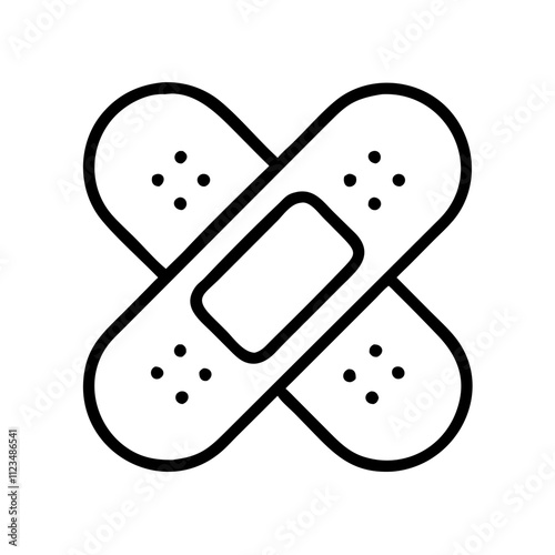 Bandage icon in black outline with modern design for healthcare and first aid