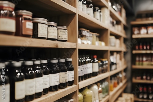 Wallpaper Mural Artisanal Cheeses and Groceries on Wooden Shelves Torontodigital.ca