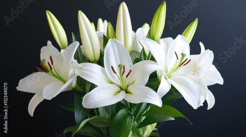 Stunning White Lily Flower Against a Dark Canvas â€“ A Beautiful Blossom for Celebrations and Anniversaries